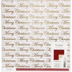Designpapir, gledelig jul og prikker, ark 30,5x30,5 cm, 180 g, gull, 3 ark/ 1 pk.