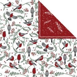 Designpapir, fugl og gren, ark 30,5x30,5 cm, 180 g, 5 ark/ 1 pk.