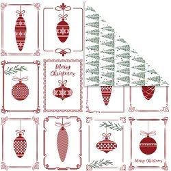 Designpapir, julekuler og juletrær, ark 30,5x30,5 cm, 180 g, 5 ark/ 1 pk.