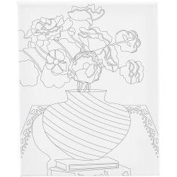 Malelerret med trykk, Bukett i vase, D: 1,6 cm, str. 24x30 cm, 360 g, 1 stk.
