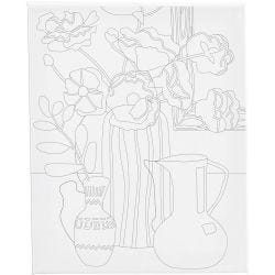 Malelerret med trykk, Blomstrete stilleben, D: 1,6 cm, str. 24x30 cm, 360 g, 1 stk.