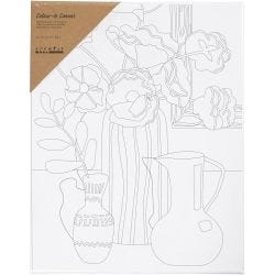Malelerret med trykk, Blomstrete stilleben, D: 1,6 cm, str. 24x30 cm, 360 g, 1 stk.