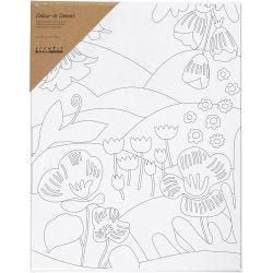 Malelerret med trykk, Blomsterlandskap, D: 1,6 cm, str. 24x30 cm, 360 g, 1 stk.