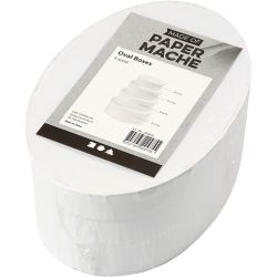 Ovale Esker, H: 4+5+6+7 cm, L: 10+12+14+16 cm, hvit, 4 stk./ 1 sett