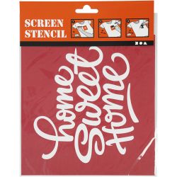 Screen stensil, home sweet home, ark 20x22 cm, 1 ark