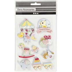 3D Stickers, baby, H: 25-70 mm, B: 20-55 mm, tykkelse 7 mm, 8 stk./ 1 pk.