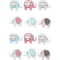 3D Stickers, elefanter, H: 25 mm, B: 31 mm, tykkelse 7 mm, 12 stk./ 1 pk.