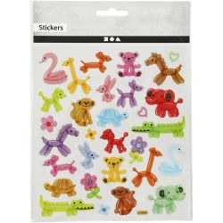 Stickers, balloon animals, sheet 15x16,5 cm, 1 sheet