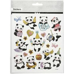 Klistremerker, pandaer, ark 15x16,5 cm, 1 ark