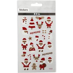 Glitterstickers, julenisser, ark 10x16 cm, 1 ark