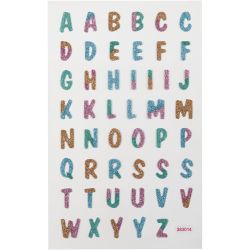 Glitterstickers, bokstaver, ark 10x16 cm, 1 ark