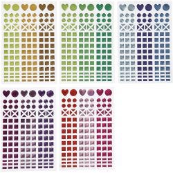 Stickers til mosaikk, dia. 8-14 mm, ark 11x16,5 cm, ass. farger, 10 ark/ 1 pk.