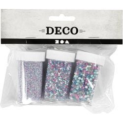 Mini Glasskuler, str. 0,6-0,8+1,5-2+3 mm, pastellfarger, 3x45 g/ 1 pk.