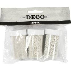 Mini Glasskuler, str. 0,6-0,8+1,5-2+3 mm, perlemor, 3x45 g/ 1 pk.