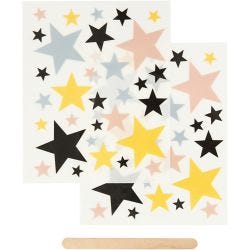 Rub on Merkelapper, stjerner, ark 12,2x15,3 cm, 1 pk.