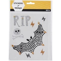 Rhinsteinstickers, RIP og flaggermus, ark 14x17 cm, 1 ark