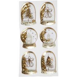 Shaker stickers, engel, tre og hus, str. 49x32+45x36 mm, gull, 6 stk./ 1 pk.