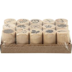 Deco Art Stempels, bloemen en bladeren, H: 26 mm, d 20 mm, 15 stuk/ 1 doos