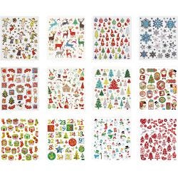 Klistremerker, jul, ark 15x16,5 cm, 12 ark/ 1 pk.