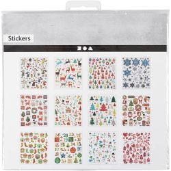 Klistremerker, jul, ark 15x16,5 cm, 12 ark/ 1 pk.