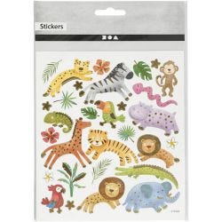 Klistremerker, ville dyr, ark 15x16,5 cm, 1 ark