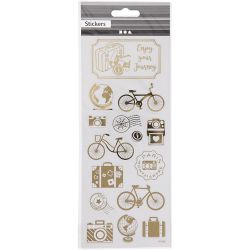 Stickers, jorden rundt, ark 10x24 cm, gull, 1 ark