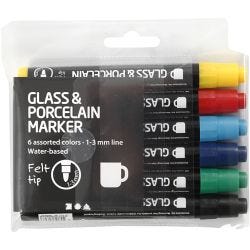 Glass- og Porselenstusjer, strek 1-3 mm, semi opaque, 6 stk./ 1 pk.