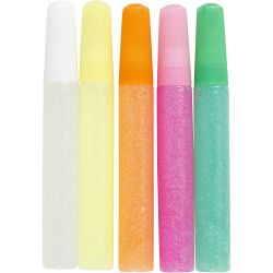 Glitterlim, pastellfarger, 5x10 ml/ 1 pk.