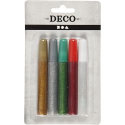 Glitterlim, ass. farger, 5x10 ml/ 1 pk.