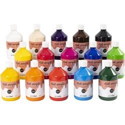 Akrylmaling Blank, ass. farger, 15x500 ml/ 1 pk.