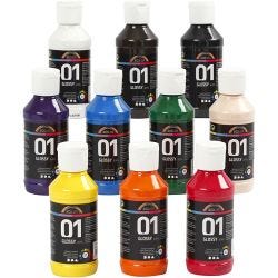 Akrylmaling Blank, ass. farger, 10x100 ml/ 1 pk.