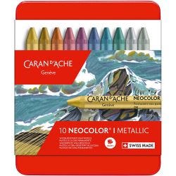 CARAN D’ACHE Neocolor I, L: 10 cm, tykkelse 8,5 mm, metallic farger, 10 stk./ 1 pk.