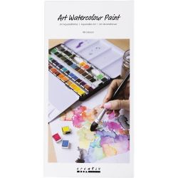 Art Akvarellfarger, ½-pan, str. 10x15x20 mm, standardfarger, 48 farge/ 1 pk.