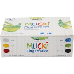 Mucki Fingermaling, ass. farger, 6x150 ml/ 1 pk.