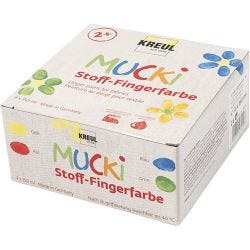 Muck Fingermaling, blå, grønn, rød, gul, 4x150 ml/ 1 pk.