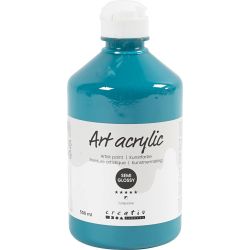 Akrylmaling, halvblank, dekkende, turkis, 500 ml/ 1 fl.