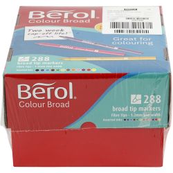 Berol Tusj, strek 1-1,7 mm, ass. farger, 288 stk./ 1 pk.