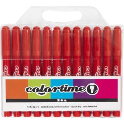 Colortime tusjer, strek 5 mm, rød, 12 stk./ 1 pk.