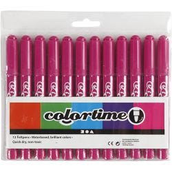 Colortime tusjer, strek 5 mm, rosa, 12 stk./ 1 pk.