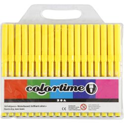 Colortime tusjer, strek 2 mm, sitron gul, 18 stk./ 1 pk.