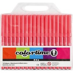 Colortime tusjer, strek 2 mm, pink, 18 stk./ 1 pk.