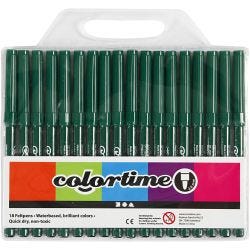 Colortime tusjer, strek 2 mm, mørk grønn, 18 stk./ 1 pk.
