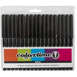 Colortime tusjer, strek 2 mm, svart, 18 stk./ 1 pk.