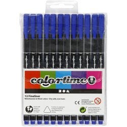 Colortime Fineliner-tusjer, strek 0,6-0,7 mm, mørk blå, 12 stk./ 1 pk.