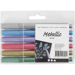 Metallic tusj, strek 2-4 mm, metallic farger, 6 stk./ 1 pk.