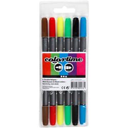 Colortime Dobbeltusj, strek 2,3+3,6 mm, standardfarger, 6 stk./ 1 pk.
