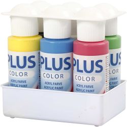 Plus Color Hobbymaling, primær farger, 6x60 ml/ 1 pk.