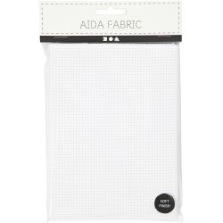 Aidastoff, str. 50x50 cm, 35 ruter pr. 10 cm , hvit, 1 stk.