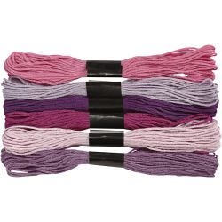 Broderitråd, tykkelse 1 mm, lilla, 6 bunt/ 1 pk.