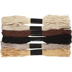 Broderitråd, tykkelse 1 mm, natur, 6 bunt/ 1 pk.